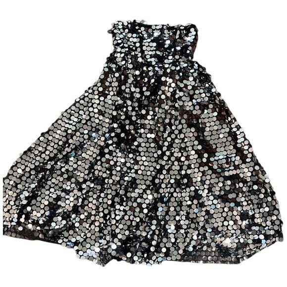 NWT ELOUII Silver Paillette Strapless Dress With Full Skirt $219 Size 18 - Picture 9 of 11